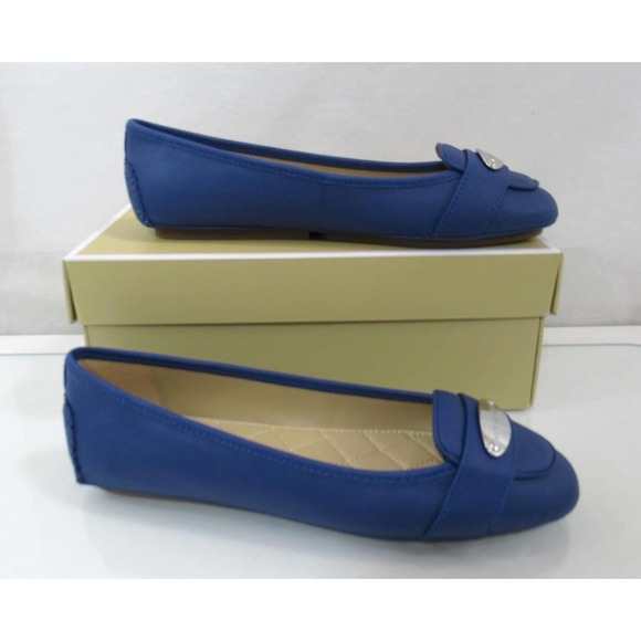 Michael Kors MK Plate Moccasin Flat Shoes Cobalt Blue - Picture 2 of 5